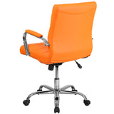 English Elm Commercial Grade Mid-Back Vinyl Executive Swivel Office Chair with Chrome Base and Arms