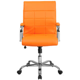 English Elm Commercial Grade Mid-Back Vinyl Executive Swivel Office Chair with Chrome Base and Arms