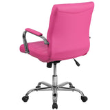 English Elm Commercial Grade Mid-Back Vinyl Executive Swivel Office Chair with Chrome Base and Arms