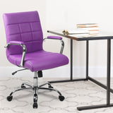 English Elm Commercial Grade Mid-Back Vinyl Executive Swivel Office Chair with Chrome Base and Arms