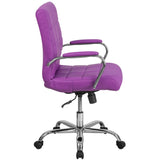 English Elm Commercial Grade Mid-Back Vinyl Executive Swivel Office Chair with Chrome Base and Arms