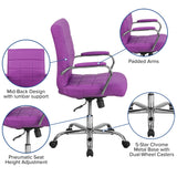 English Elm Commercial Grade Mid-Back Vinyl Executive Swivel Office Chair with Chrome Base and Arms