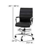 English Elm Commercial Grade Mid-Back LeatherSoft Drafting Chair with Adjustable Foot Ring and Chrome Base