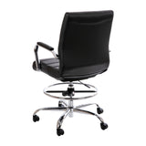 English Elm Commercial Grade Mid-Back LeatherSoft Drafting Chair with Adjustable Foot Ring and Chrome Base