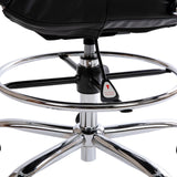 English Elm Commercial Grade Mid-Back LeatherSoft Drafting Chair with Adjustable Foot Ring and Chrome Base