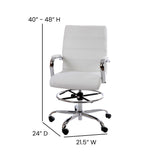 English Elm Commercial Grade Mid-Back LeatherSoft Drafting Chair with Adjustable Foot Ring and Chrome Base