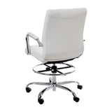 English Elm Commercial Grade Mid-Back LeatherSoft Drafting Chair with Adjustable Foot Ring and Chrome Base