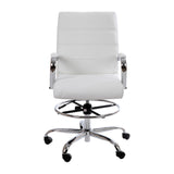 English Elm Commercial Grade Mid-Back LeatherSoft Drafting Chair with Adjustable Foot Ring and Chrome Base