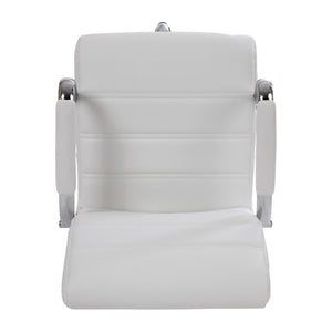 English Elm Commercial Grade Mid-Back LeatherSoft Drafting Chair with Adjustable Foot Ring and Chrome Base