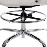 English Elm Commercial Grade Mid-Back LeatherSoft Drafting Chair with Adjustable Foot Ring and Chrome Base