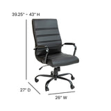 English Elm Commercial Grade High Back LeatherSoft Executive Swivel Office Chair with Frame and Arms