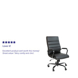 English Elm Commercial Grade High Back LeatherSoft Executive Swivel Office Chair with Frame and Arms