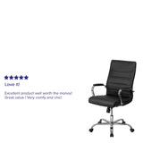 English Elm Commercial Grade High Back LeatherSoft Executive Swivel Office Chair with Chrome Frame and Arms