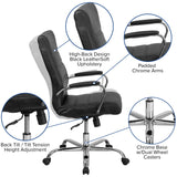 English Elm Commercial Grade High Back LeatherSoft Executive Swivel Office Chair with Chrome Frame and Arms