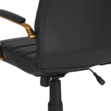 English Elm Commercial Grade High Back LeatherSoft Executive Swivel Office Chair with Gold Frame and Arms