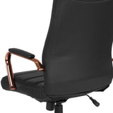 English Elm Commercial Grade High Back LeatherSoft Executive Swivel Office Chair with Rose Gold Frame and Arms