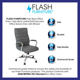 English Elm Commercial Grade High Back LeatherSoft Executive Swivel Office Chair with Chrome Frame and Arms