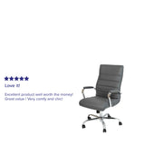 English Elm Commercial Grade High Back LeatherSoft Executive Swivel Office Chair with Chrome Frame and Arms