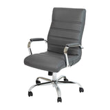 English Elm Commercial Grade High Back LeatherSoft Executive Swivel Office Chair with Chrome Frame and Arms