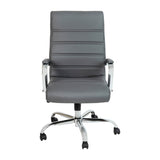 English Elm Commercial Grade High Back LeatherSoft Executive Swivel Office Chair with Chrome Frame and Arms