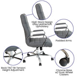 English Elm Commercial Grade High Back LeatherSoft Executive Swivel Office Chair with Chrome Frame and Arms