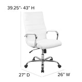 English Elm Commercial Grade High Back LeatherSoft Executive Swivel Office Chair with Chrome Frame and Arms