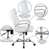 English Elm Commercial Grade High Back LeatherSoft Executive Swivel Office Chair with Chrome Frame and Arms