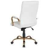 English Elm Commercial Grade High Back LeatherSoft Executive Swivel Office Chair with Gold Frame and Arms