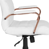 English Elm Commercial Grade High Back LeatherSoft Executive Swivel Office Chair with Rose Gold Frame and Arms