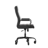 English Elm Commercial Grade High Back LeatherSoft Executive Swivel Office Chair with Frame, Arms, and Transparent Roller Wheels