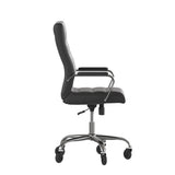 English Elm Commercial Grade High Back LeatherSoft Executive Swivel Office Chair with Chrome Frame, Arms, and Transparent Roller Wheels