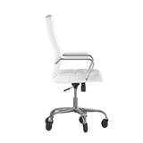 English Elm Commercial Grade High Back LeatherSoft Executive Swivel Office Chair with Chrome Frame, Arms, and Transparent Roller Wheels