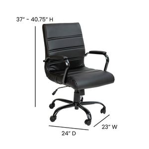 English Elm Commercial Grade Mid-Back LeatherSoft Executive Swivel Office Chair with Frame and Arms