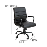 English Elm Commercial Grade Mid-Back LeatherSoft Executive Swivel Office Chair with Frame and Arms