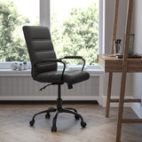 English Elm Commercial Grade Mid-Back LeatherSoft Executive Swivel Office Chair with Frame and Arms