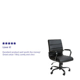 English Elm Commercial Grade Mid-Back LeatherSoft Executive Swivel Office Chair with Frame and Arms