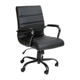 English Elm Commercial Grade Mid-Back LeatherSoft Executive Swivel Office Chair with Frame and Arms