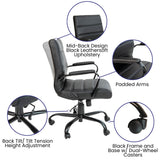 English Elm Commercial Grade Mid-Back LeatherSoft Executive Swivel Office Chair with Frame and Arms