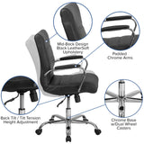 English Elm Commercial Grade Mid-Back LeatherSoft Executive Swivel Office Chair with Chrome Frame and Arms