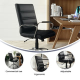 English Elm Commercial Grade Mid-Back LeatherSoft Executive Swivel Office Chair with Chrome Frame and Arms