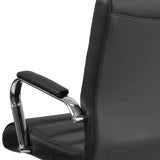 English Elm Commercial Grade Mid-Back LeatherSoft Executive Swivel Office Chair with Chrome Frame and Arms