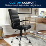 English Elm Commercial Grade Mid-Back LeatherSoft Executive Swivel Office Chair with Chrome Frame and Arms