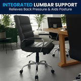 English Elm Commercial Grade Mid-Back LeatherSoft Executive Swivel Office Chair with Chrome Frame and Arms