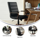 English Elm Commercial Grade Mid-Back LeatherSoft Executive Swivel Office Chair with Rose Gold Frame and Arms