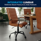 English Elm Commercial Grade Mid-Back LeatherSoft Executive Swivel Office Chair with Black Frame and Arms