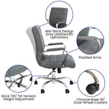 English Elm Commercial Grade Mid-Back LeatherSoft Executive Swivel Office Chair with Chrome Frame and Arms