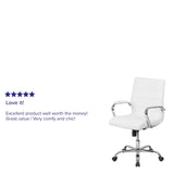 English Elm Commercial Grade Mid-Back Gold LeatherSoft Executive Swivel Office Chair with Chrome Frame and Arms