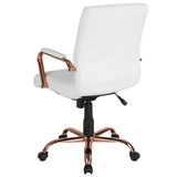 English Elm Commercial Grade Mid-Back LeatherSoft Executive Swivel Office Chair with Rose Gold Frame and Arms