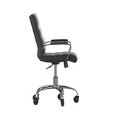 English Elm Commercial Grade Mid-Back LeatherSoft Executive Swivel Office Chair with Chrome Frame, Arms, and Transparent Roller Wheels