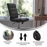 English Elm Commercial Grade Mid-Back LeatherSoft Executive Swivel Office Chair with Chrome Frame, Arms, and Transparent Roller Wheels